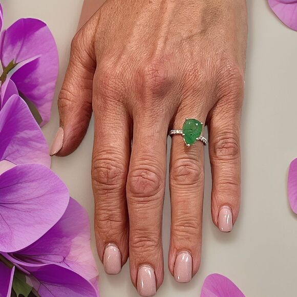 Natural Emerald Diamond Ring 6.5 14k WG 4.62 TCW Certified $4,950 310549 - Picture 14 of 15